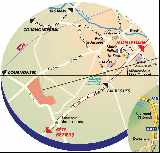 Local Area Map - the pink area on the left is the site location